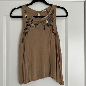 Anthropologie Sequin Trim Tank